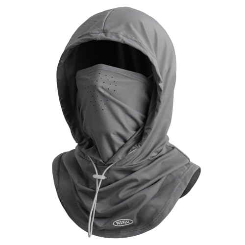 Summer Balaclava Face Mask with Breathable Holes Sun Face Shield UV Protection Full Head Mask for Men Women Fishing Cycling (US Alpha Large Dark Grey-pro)