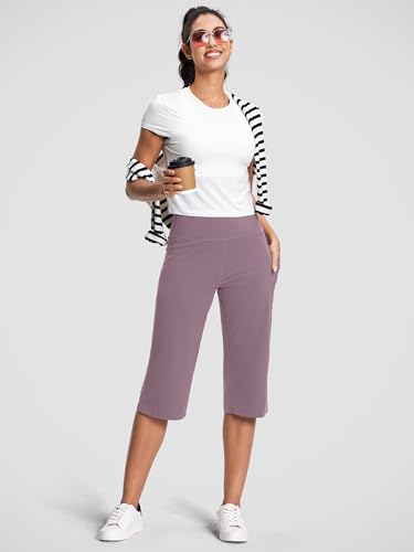 Image of ISEEGZ 15 inch / 18 inch / 21 inch / 25 inch Capri Pants for Women High Waist with Pockets Women's Capris Workout Yoga Pants Loose Straight Leg