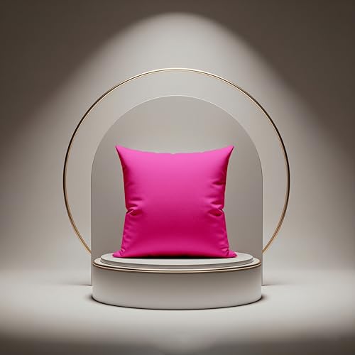 YRM Bedding's 2 Pcs Solid Color Cotton Decorative Cushion Cover 400-TC 100% Egyptian Cotton for Sofa Throw Cushion Covers (18x18) inches, Hot Pink