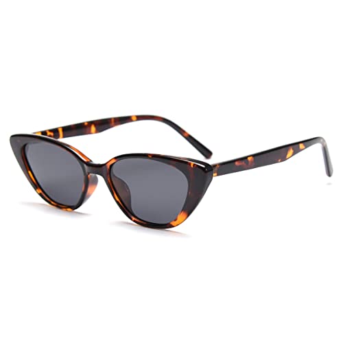 kachawoo Cat Eye Polarisierte Sonnenbrille Frauen Retro Stil Sonnenbrille Männer TR90 Rahmen Sonnenschirme Vintage (leopard with grey)