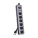 CyberPower CSB606M Essential Surge Protector, 900J/125V, 6 Outlets, Metal Casing, 6ft Power Cord Gray