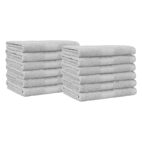 Amazon Basics Cotton Washcloths for Bathroom, Soft and Highly Absorbent,