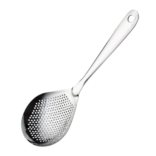 Beaupretty ステンレス製フィルタースプーン 長柄あきレンゲ 滑らか表面 丸みエッジ 快適グリップ キッチン用油こし器 火鍋や揚げ物に