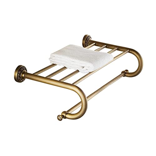 Porte-serviettes mural salle de bain étagère de rangement pliable crochets 62 cm