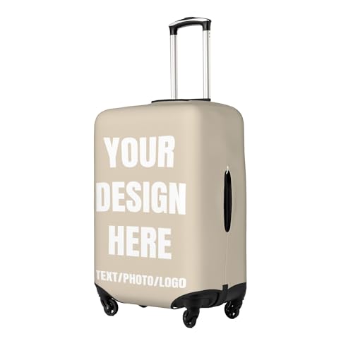 Custom Luggage Cover Add Photo/Logo/Text,Personalized Suitcase Covers for Luggage Scratch Resistant Suitcase Cover,Beige2