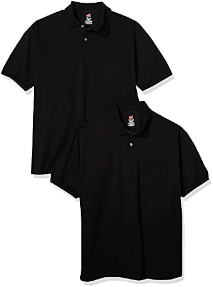 Hanes Men's EcoSmart Polo Shirt, Sport Shirts for Men, Short-Sleeve Shirt, 2-Pack