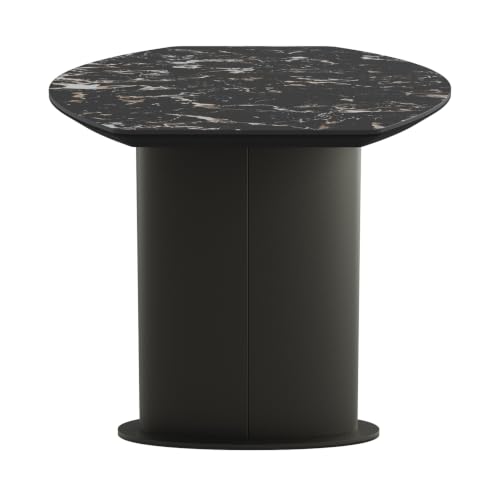 Image of Wakefit Crosne Dining Table - Portoro Black - 6 Seater I Marble Finish I Vitrified Tile Top I Portoro Black