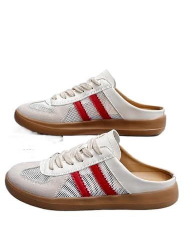 Image of Geerta Women's Fashionable Contrast Mesh Design Lace Up Walking Shoes, Casual Slides Breathable Comfortable Sports Shoes, Female All-Match Round Toe Slip On for Daily Wear Girl