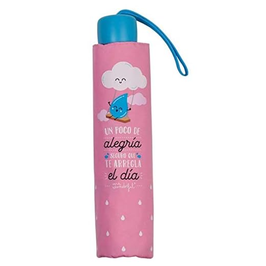 Mr.Wonderful - Paraguas Plegable Manual | Paraguas Antiviento Pequeño y Compacto Ideal para Viajes, Mujer - Rosa