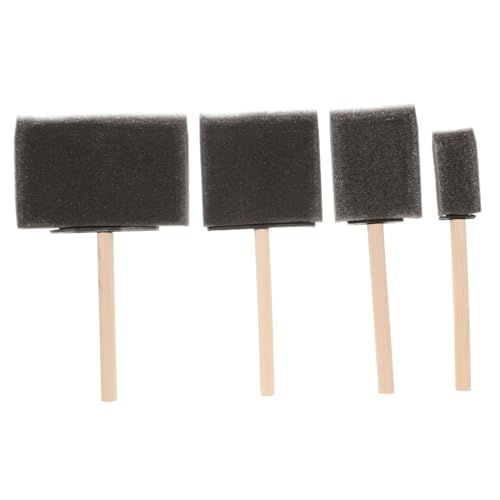 Veemoon Sponge Painting Brush Set 4pcs Delicate Sponge Brushes Wooden Handle for Art
