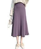 [Amulet] ニットプリーツスカート 秋 冬 韓国ファッション 10代 20代 30代 レディース Aライン 膝下丈 マキシ丈 黒 白 上品 大人 シンプル 綺麗めvl-6423-pl-f