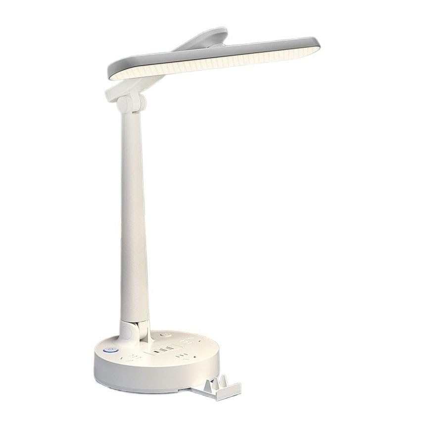 Desk Lamp Lámpara de Escritorio Lámpara de Escritorio LED con Puertos de Carga USB y Puerto Tipo C, 3 Salidas de CA, 3 Modos de iluminación y atenuación Continua, luz de Estudio de protección Ocular