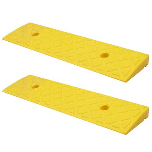 Rampa plástica de bordillo, ideal para sillas de ruedas y aceras, color amarillo, dimensiones 50 x 22 x 6 cm miniatura 1