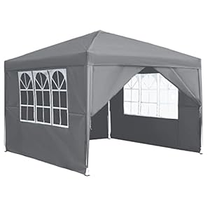 Aufun Vouwpaviljoen,3x3m paviljoen, waterdicht met 4 zijpanelen en ramen voor tuinen, feesten, bruiloften, picknicks, vouwpaviljoen gemaakt van Oxford metalen frame, stabiele UV-bescherming