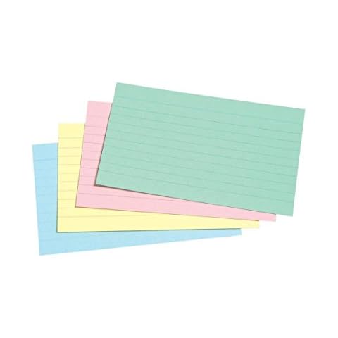 A5 Assorted Colours Record Cards 10mm Lined Wide Fein Lines Pack of 200 pieces printed on both sides = 400 pages! - by PARTY DECOR Cover