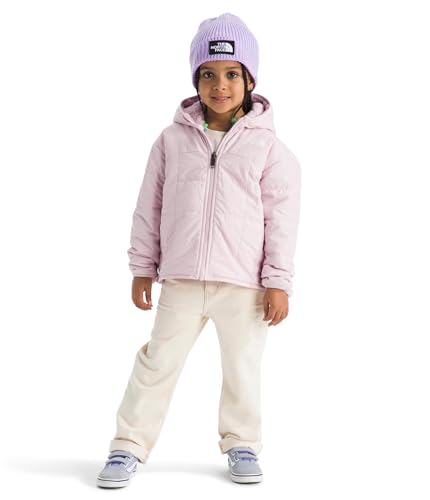 The North Face Kids' Girls' Reversible Shasta Full Zip Hooded Jacket | Water Repellent Puffer Coat with Synthetic Insulation & Fleece Lining, Pale Blossom, 7