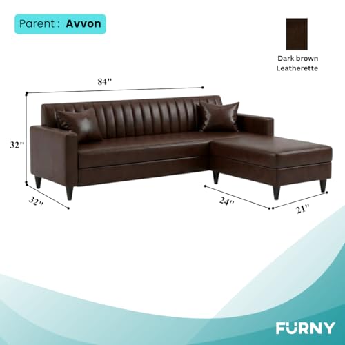 Image of FURNY Gracina 5 Seater L Shape Sofa Set with Movable Ottoman | Flexible Left or Right Layout | Plush Velvet Fabric (Brown) | Perfect for Living Room, Guest Room & Office