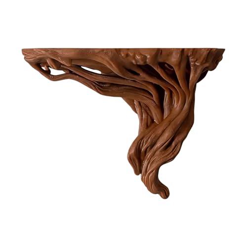 Rustic Wall Shelves, Tree Root Corner Display, Wall Mount Storage Rack with Natural Wood Texture, Decorative Display Shelves, Fl