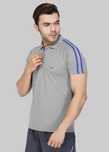 Image of Vector X Solid Men's Polo Neck Grey T-Shirt