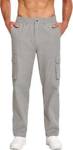 Image of CB-COLEBROOK Men Mid Rise Cargo || Cargo Pants Cotton || Relaxed Fit Elastic Waist || Loose Fit || Casual Pants || Cargos Pant with 7 Pockets (Cargo-48-54)
