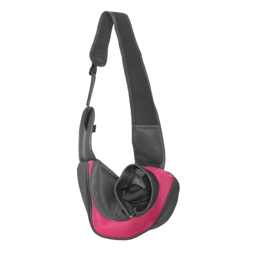 HANABASS Dog Sling Carrier Bag for Dogs Hands Pet Shoulder Bag Comfortable Material for Outdoor Walking Size s Rose Red