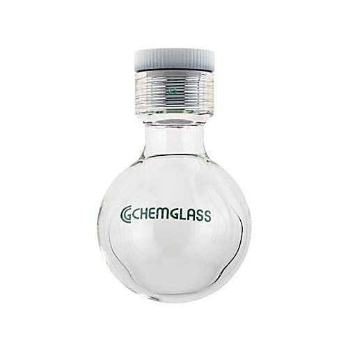 Chemglass CG-1880-R-02, Heavy Wall Round Bottom Pressure Vessel, 65mL Capacity, 25 Thread, Complete