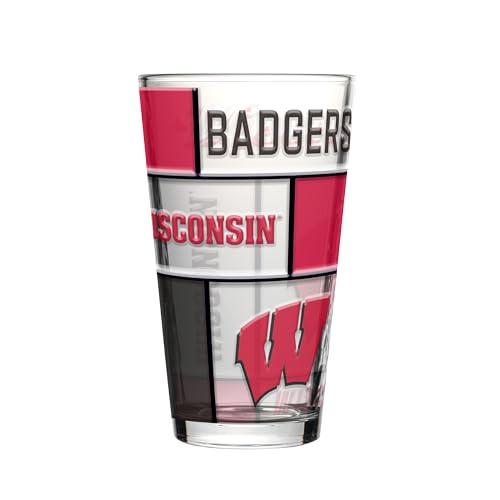 Image of Logo Brands NCAA oz Stained Glass Pint Glass - 3D Embossed Logo & Bold Team Colors - Durable Sports Fan Beer Glass for Home, Bar & Tailgates