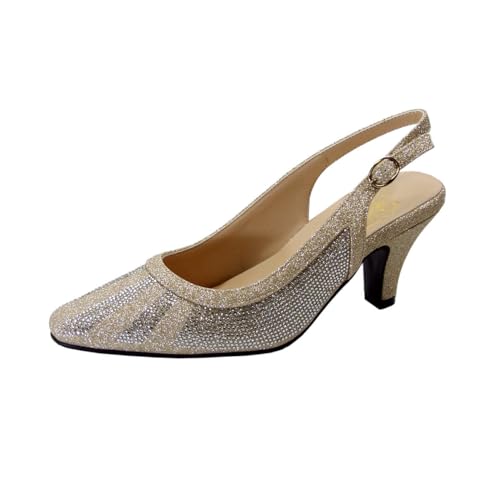 Floral Ivana Women's Wide Width Slingback Evening Dress Pumps