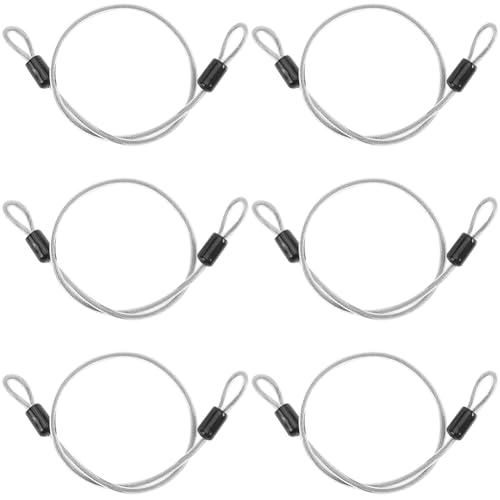 GORGECRAFT 6PCS Safety Cable Lock 50cm Stainless Steel Wire Heavy Duty 4mm Dia Coated Braided Security Multifunctional Wire Ropes with Double Loop for Luggage Bicycles Outdoor Gate Doors Fences Lock