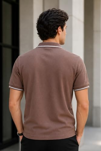 Image of GODFREY Half Cotton Polo T Shirt for Man with Pocket - Regular Fit Mens Collar Tshirt