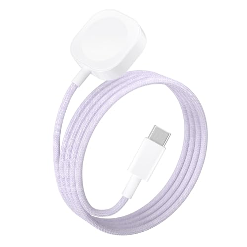 Vancle Cargador para Apple Watch para iWatch Series 10 9 SE 8 7 6 5 4 3 2 1 Ultra/Ultra 2 Charger, Cable de Carga Magnética, Cable USB C de Nailon de 1m (Morado Claro)