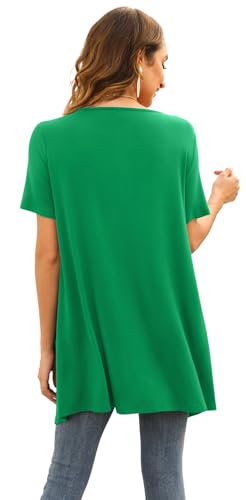 Image of Veryoung Floral Short Sleeve Cardigans for Women Casual Drape Open Front Lightweight Summer Cardigan with Pocket High Low Hem