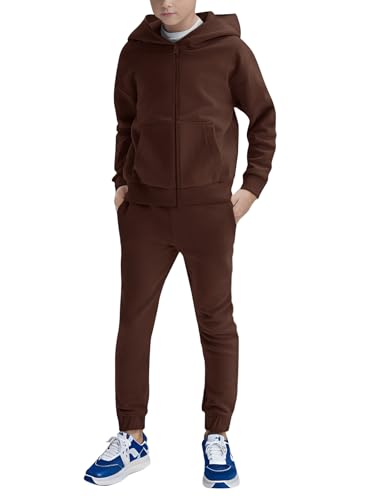 Image of Haloumoning Boys Sweatsuits Kids Active Zip Hoodie Sweatershirt and Jogger Sweatpants 5-14 Years