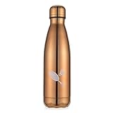 Sports Water Bottle - Badminton - Stainless Steel Metal Insulated Drinks Flask Bottles with Sport Design Logo for Kids Adults - Laser Engraved - BPA Free - Leakproof - 500ml - Metcopper