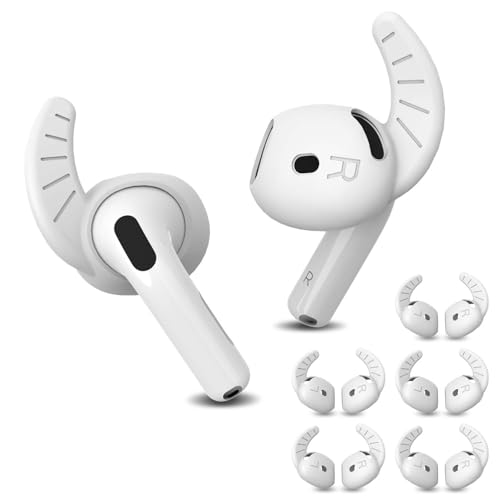 5 Pairs for AirPods 4 Ear Hooks Cover, Sport Anti Slip AirPod 4 Ear Tips Cover Soft Silicone Air Pod 4 Accessories Compatible with Apple Air Pods 4th Generation [NOT Fit in Case] - White