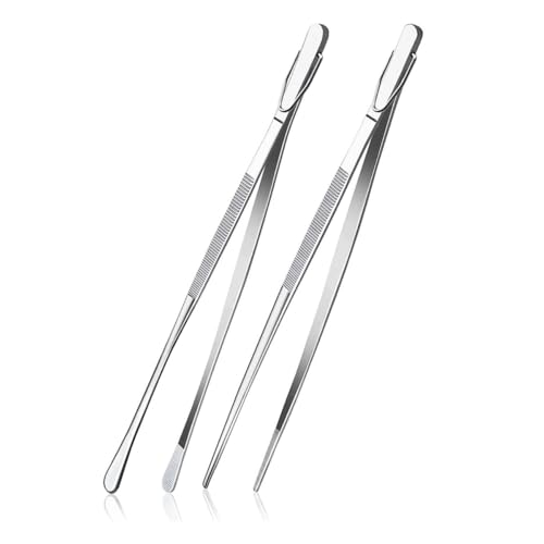 U Chef Pinzas de Cocina, Pinzas de Precisión de Cocina, Pinzas Chef de 30.48 cm Pinzas para Cocina Finas, Extralargas de Acero Inoxidable (2 piezas plateado)