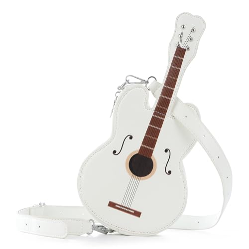 SUKUTU Women Guitar Shaped Shoulder Bag Creative Music Sparkly Leather Novelty Crossbody Bags Handbag