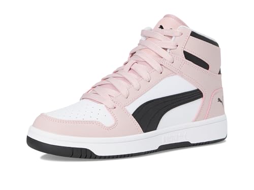 Image of PUMA Women's Rebound Layup Mid Shoes, Puma White /Puma Black /Mauve Mist 5.5 Medium