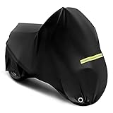 Tamano Universal: Con un tamano de 245x105x125cm(LxAnxAl) / 265x105x125 cm(LxAnxAl), la funda moto impermeable se adapta a la mayoría de las motos. Por favor, mida su moto antes de hacer el pedido. Además, una ventanilla transparente en la parte posterior puede revelar la matrícula para fácilitar el encuentro de su moto