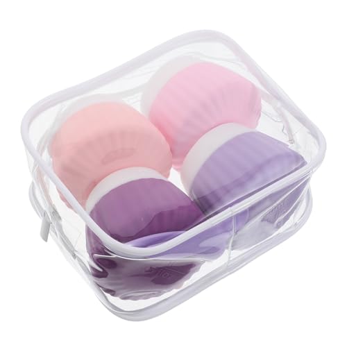 IWOWHERO Juego de Botellas de Viaje Recargables de Silicona 40 Ml Antidesbordamiento con Tapa Frascos Dispensadores para Crema Facial y Loción Set 4 Piezas con Estuche Transparente PVC