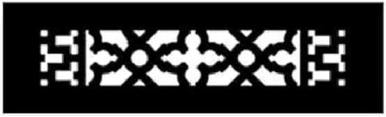 "Reggio Register Scroll Series Victorian Floor Grate, Black Cast Iron, Fits 10x2.25 Opening, No Mounting Holes, Made in USA"