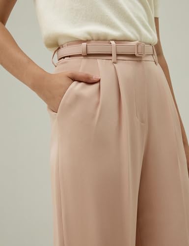 LilySilk Women 100% Silk Suit Pants Back Elastic Straight Leg Solid Casual Trousers for Ladies Work Spring Mahogany Rose3