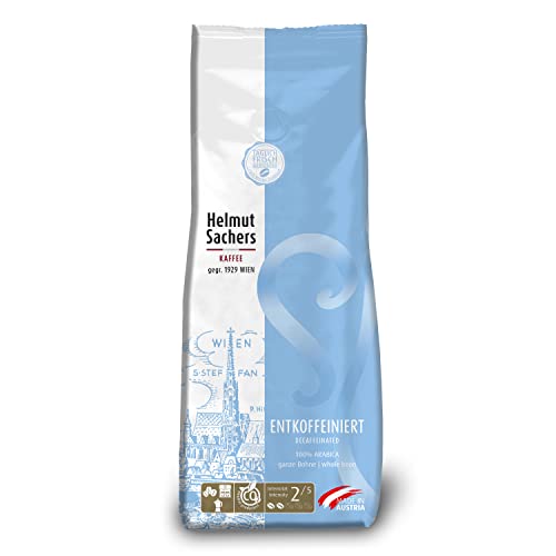 Helmut Sachers Kaffee - Entkoffeiniert, Schonend entkoffeinierte Columbia-Bohne bei vollem Geschmack, nachhaltig geröstet in Österreich - ganze Kaffeebohnen, 500g Cover