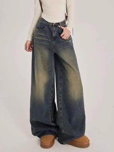 Image of KOTTY Women Wide Leg Baggy Jeans High Waist Relaxed Fit Denim Casual Wear
