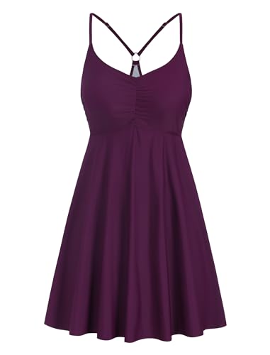 ZAFUL Womens One Piece Swimsuit Modest Tummy Control Bathing Suit with Skirt Ruffle Basic Adjustable Swim Dress Swimwear2