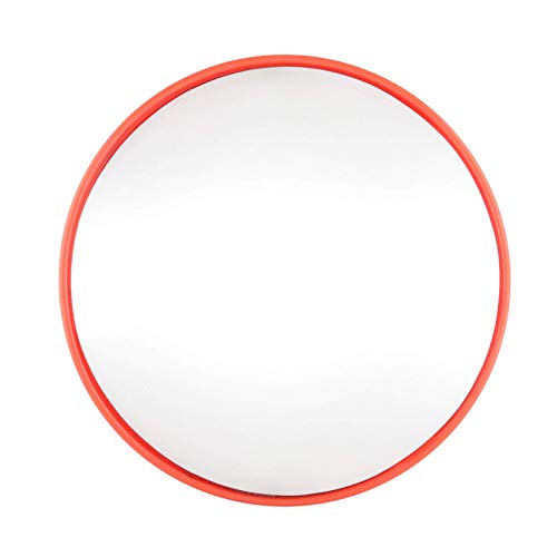 Crystal Clear 30cm Convex Driveway Mirror Wide Angle Blind Spot Safety Mirror For Garage Road Entrance Shatterproof Weatherproof Easy Mount Bright Orange For Maximum Visibility