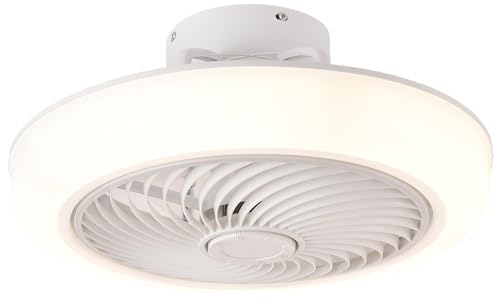 DUPI Plafon ventilador de techo con luz Led WIND con función verano e invierno. Ventilador de techo discreto y funcional. (Blanco)