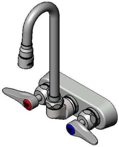 Workboard Faucet, 4" Wall Mount, Ceramas, Swivel Gooseneck, 1.0 Gpm Vr Aerator