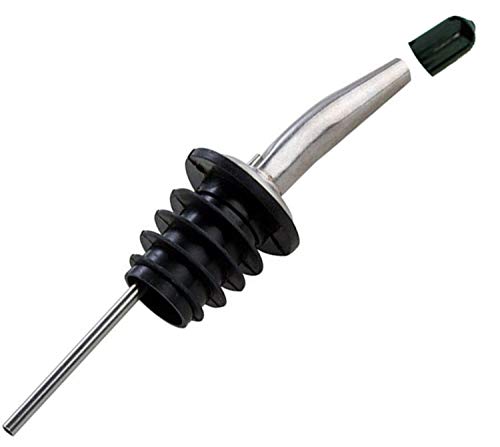 Bartender Gear Stainless Steel Pour Spouts Medium Free Flow Classic Pourers with Dust Cap Covers [pack of 12]
