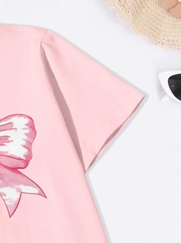 Image of Girls' Graphic Tees Summer Cute Tops Casual Short Sleeve Crew Neck T Shirts
